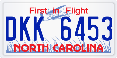 NC license plate DKK6453