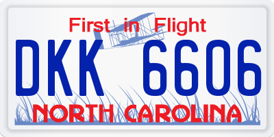 NC license plate DKK6606