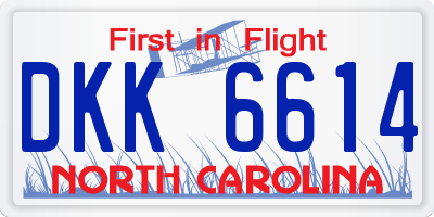 NC license plate DKK6614