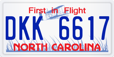 NC license plate DKK6617