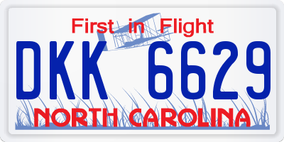 NC license plate DKK6629