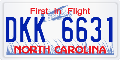 NC license plate DKK6631