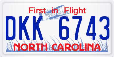 NC license plate DKK6743
