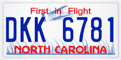 NC license plate DKK6781