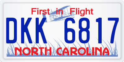NC license plate DKK6817