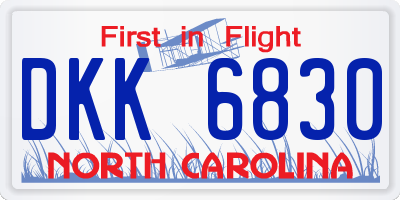 NC license plate DKK6830