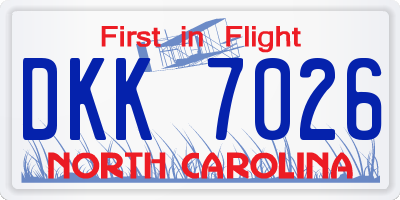 NC license plate DKK7026