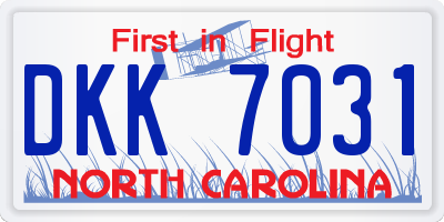 NC license plate DKK7031