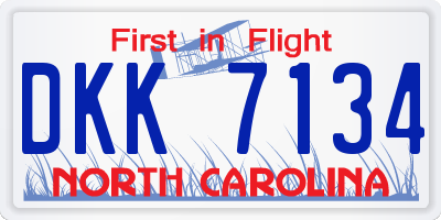NC license plate DKK7134