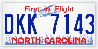 NC license plate DKK7143