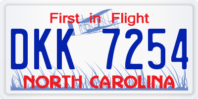 NC license plate DKK7254