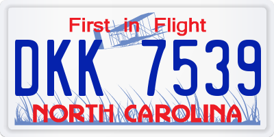 NC license plate DKK7539