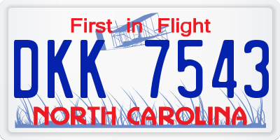 NC license plate DKK7543