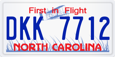 NC license plate DKK7712