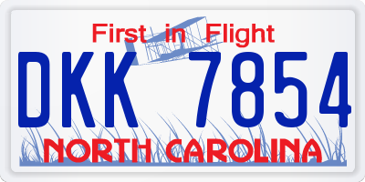 NC license plate DKK7854