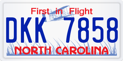 NC license plate DKK7858