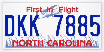 NC license plate DKK7885