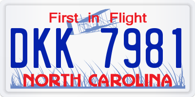 NC license plate DKK7981