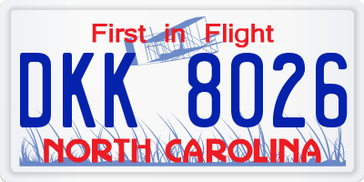 NC license plate DKK8026