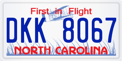 NC license plate DKK8067