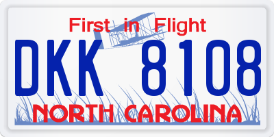 NC license plate DKK8108