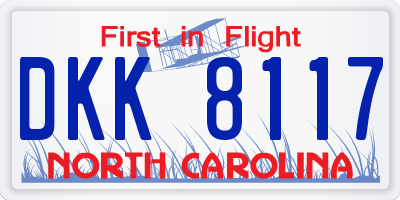 NC license plate DKK8117