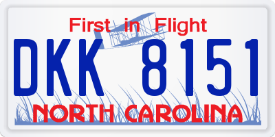 NC license plate DKK8151