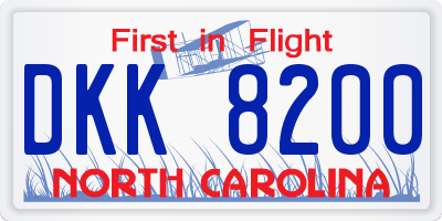 NC license plate DKK8200