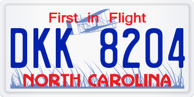 NC license plate DKK8204