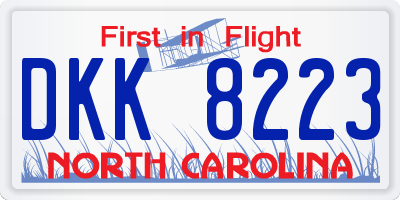 NC license plate DKK8223