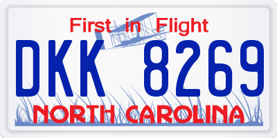 NC license plate DKK8269