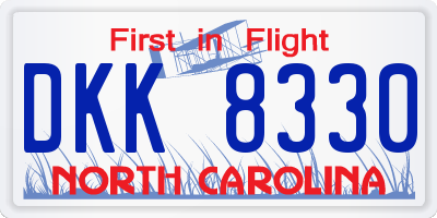 NC license plate DKK8330