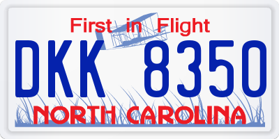 NC license plate DKK8350