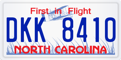 NC license plate DKK8410