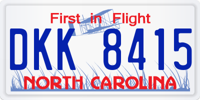 NC license plate DKK8415