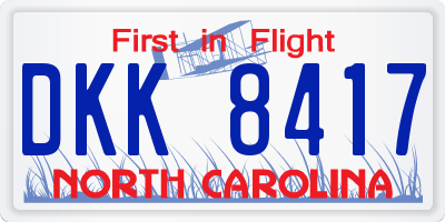 NC license plate DKK8417