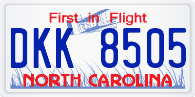 NC license plate DKK8505