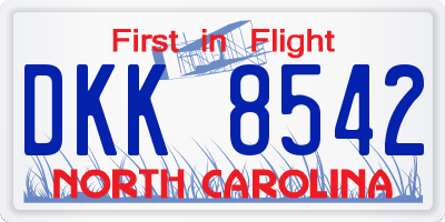 NC license plate DKK8542