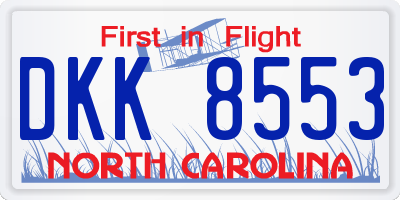 NC license plate DKK8553