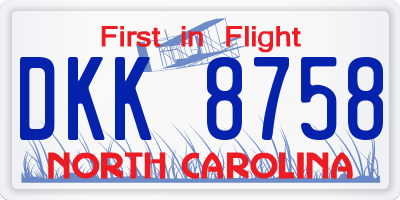 NC license plate DKK8758