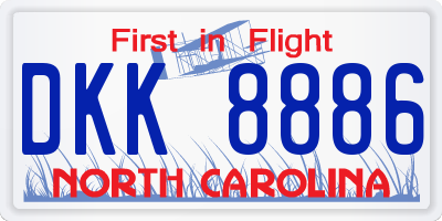NC license plate DKK8886