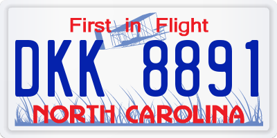 NC license plate DKK8891