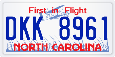 NC license plate DKK8961