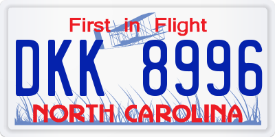 NC license plate DKK8996