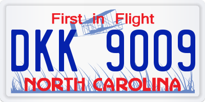 NC license plate DKK9009