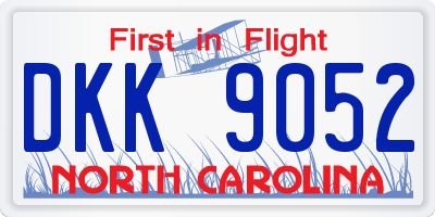 NC license plate DKK9052