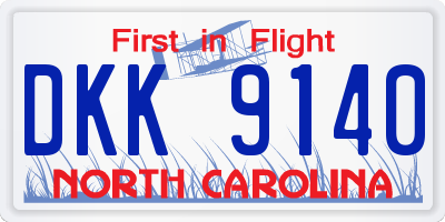 NC license plate DKK9140