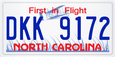 NC license plate DKK9172