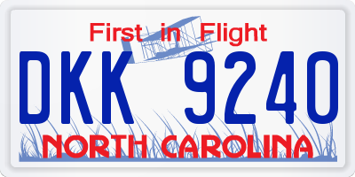 NC license plate DKK9240