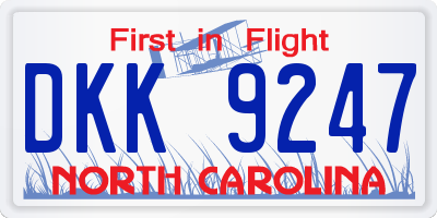 NC license plate DKK9247